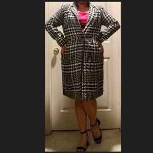 Stylish Houndstooth Print long coat